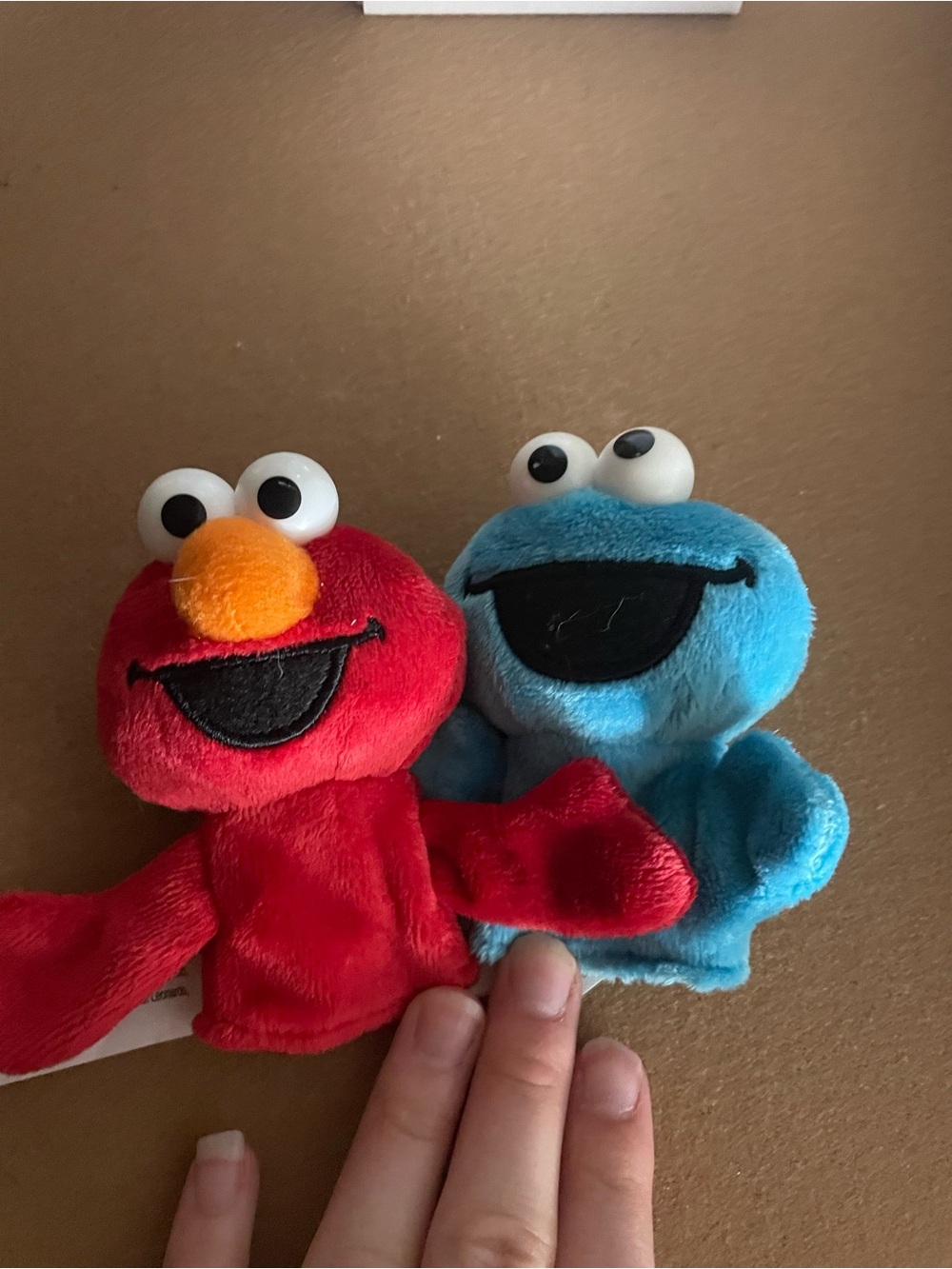 Plush Hand Puppet Set - Red & Blue Sesame-Style Characters